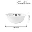 Bol Fine Dine, Bianco, Alb, portelan vitrificat, rezistenta la temeperaturi de pana la 180 C, 750 ml, diametru 190 mm
