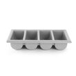 Tava pentru tacamuri, dimensiuni 53x23x18 cm, cu suport, 4 sectiuni, Hendi, polietilena gri