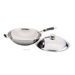 Tigaie Wok profesionala, cu capac, 360x inaltime 180 mm, inox, Hendi, potrivit si pt inductie