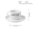 Ceasca cu farfuriuta, 230 ml, 115x(H)60 mm, portelan alb super-rezistent, Hendi Delta
