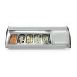 Vitrina sushi, 63 lt, pt 5 tavi GN1/3, interval temp 0-6 gr C, 160 W, geamuri glisante, corp inox, ARKTIC by Hendi, 1307x450x(H)330 mm