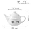 Ceainic Fine Dine Bianco 500 ml, Alb, Portelan