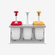 Dispenser sosuri triplu, stand inox, dozatoare plastic, 3x1.9L, KDP-003 Kalando