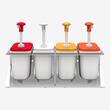 Dispenser sosuri 4 tipuri de sos, stand inox, dozatoare plastic, 4x1.9L, KDP-003 Kalando