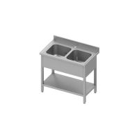 Chiuveta din inox cu doua cuve pe suport deschis