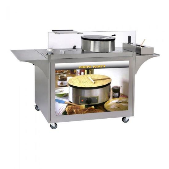 Cărucior din inox pe roți pentru aparatele de facut clatite - Roller Grill