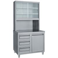 Masa tip dulap cu 3 sertare, pubela si vitrina 100 x 70 x 195 - Bambas Frost