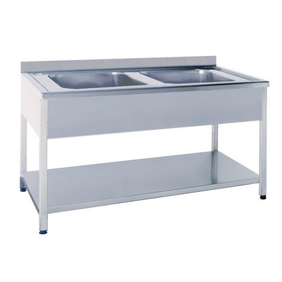 Spalator din inox cu 2 cuve pe suport deschis Gama 700 - Bambas Frost