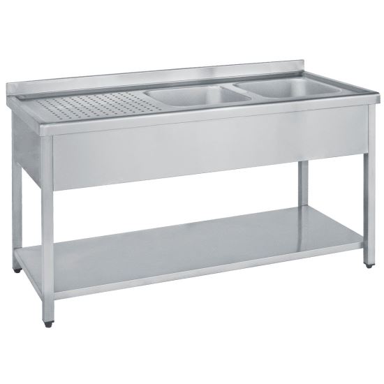 Spalator din inox cu 2 cuve pe suport deschis Gama 600 - Bambas Frost