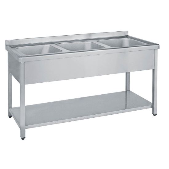 Spalator din inox cu 3 cuve pe suport deschis Gama 700 - Bambas Frost