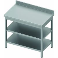 Masa de lucru inox cu rebord si 2 polite inferioare 700 mm