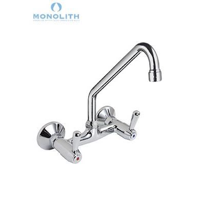 Baterie cu doua intrari, cu robineti tip maneta, montare perete - Monolith