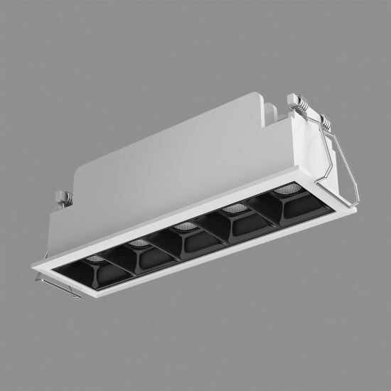 Spot fix LED incastrat ACB Tango, 10W, alb-negru, dreptunghi, IP20 - ACB Iluminacion