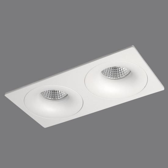 Spot fix incastrat Waka, 2xGU10, alb, patrat, IP20 - ACB Iluminacion