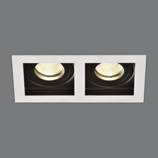 Spot fix incastrat San/2L, 2xGU10, patrat, IP20 - ACB Iluminacion