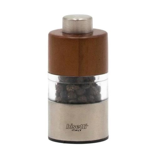 Rasnita din lemn de nuc, acril si metal pentru piper 6.5cm Orta Mini - Bisetti
