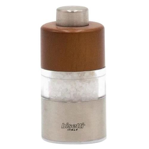Rasnita din lemn de nuc, acril si metal pentru sare 6.5cm Orta Mini - Bisetti