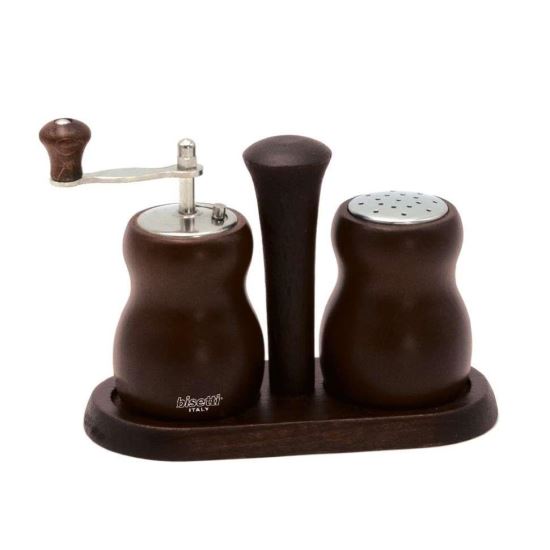 Set rasnita din lemn de nuc pentru sare si piper 10 cm Cuneo - Bisetti