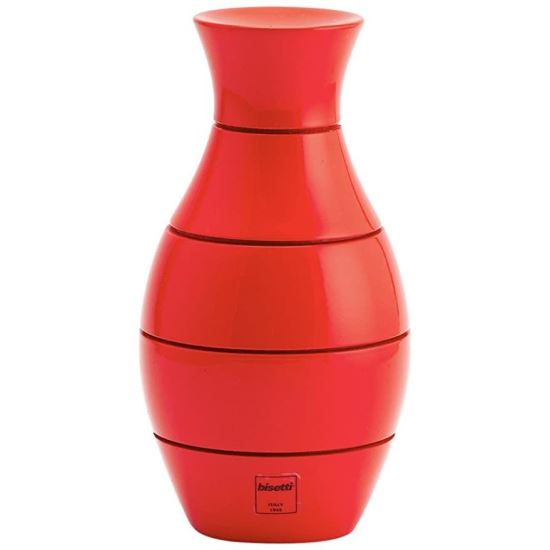 Rasnita rosie din lemn in forma de vaza pentru sare si piper 16 cm  - Bisetti