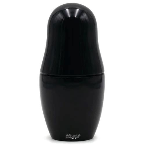 Rasnita neagra din lemn in forma de matrioshka pentru sare si piper  - Bisetti