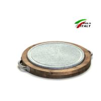 Piatra pentru gatit Ø30 cm cu suport din lemn de brad - Bisetti