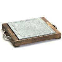 Piatra pentru gatit 39 x 28 cm cu suport din lemn de brad - Bisetti