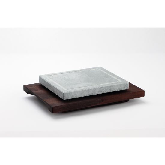 Piatra dreptunghiulara mica pentru gatit pe suport de fag - Bisetti