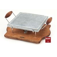 Piatra patrata pentru gatit pe suport din lemn + 1 arzator - Bisetti