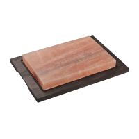 Placa de gatit dreptunghiulara din sare pe blat din lemn - Bisetti