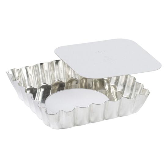 Forma patrata cu fund detasabil pentru mini-tarta 100/90x20 mm - Louis Tellier