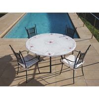 Set masa rotunda din piatra de lava + scaue LUX 70 - Domiziani