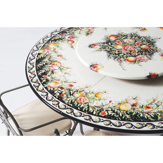 Set masa rotunda din piatra de lava + scaune LUX 213 MELOGRANO - Domiziani