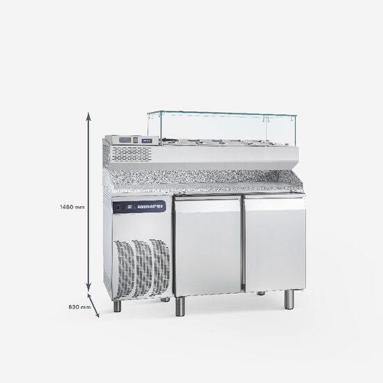 Masa refrigerare cu blat si vitrina, doua usi 400 litri - Samaref