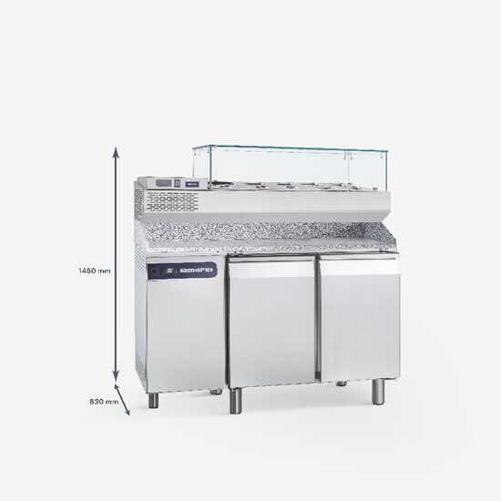 Masa refrigerare cu blat si vitrina, doua usi 377 litri - Samaref