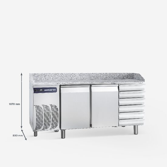 Masa refrigerare cu blat, doua usi si rafturi 400 litri - Samaref