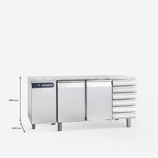 Masa refrigerare cu doua usi si rafturi 377 litri - Samaref