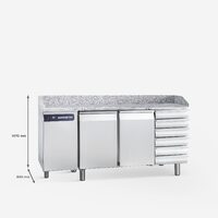 Masa refrigerare cu blat, doua usi si rafturi 377 litri - Samaref