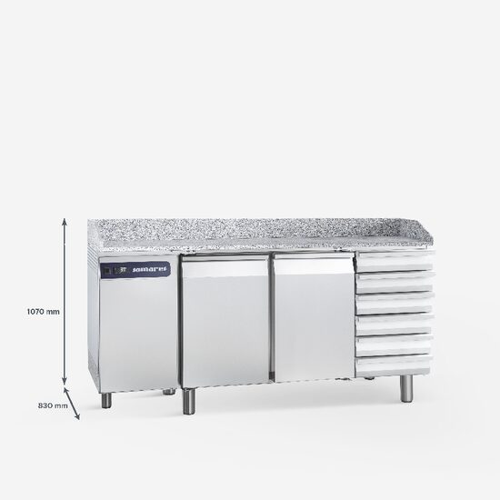 Masa refrigerare cu blat, doua usi si rafturi 377 litri - Samaref