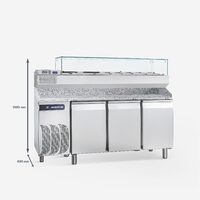 Masa refrigerare cu blat si vitrina, 3 usi 609 litri - Samaref