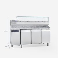 Masa refrigerare cu blat si vitrina, 3 usi 586 litri - Samaref