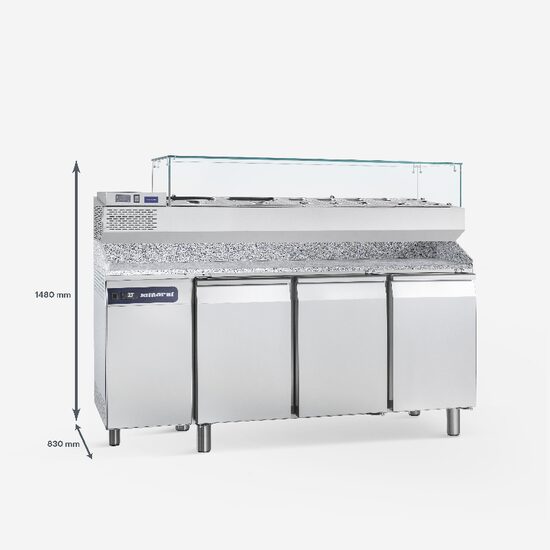 Masa refrigerare cu blat si vitrina, 3 usi 586 litri - Samaref