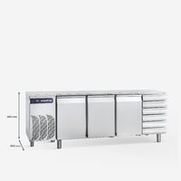 Masa refrigerare cu 3 usi si rafturi 609 litri - Samaref