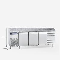 Masa refrigerare cu blat, 3 usi si rafturi 609 litri - Samaref