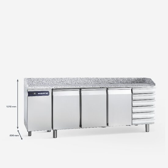 Masa refrigerare cu blat, 3 usi si rafturi 586 litri - Samaref