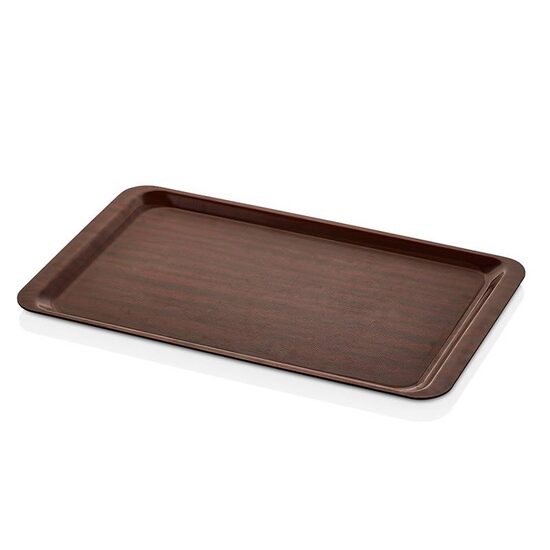 Tava servire non-slip cu aspect de lemn Mahogany