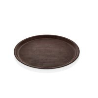 Tava servire rotunda non-slip cu aspect de lemn Mahogany