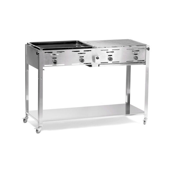 Grill Hendi Master model Quattro, 4 arzatoare, Inox, alimentare gaz, aprindere electrica, consum 0,8 mA³/h, 22 kW, Inox