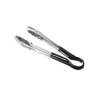 Cleste servire aperitive, salata, inox cu maner PVC negru, lungime 25 cm, Hendi