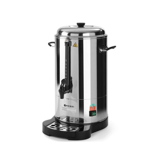 Percolator  pentru bauturi calde cu pereti dubli Hendi, 1500 W, 15 L, Robinet anti-picurare, Indicator decalcifiere, Argintiu