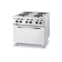 Aragaz electric Hendi Kitchen Line cu 4 plite si cuptor convectie 400 W GN1/1 800x700x(H)900 mm